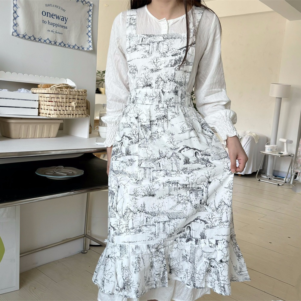 Gardening Tools Store - Celemek Ruffles wanita tinta katun lukisan