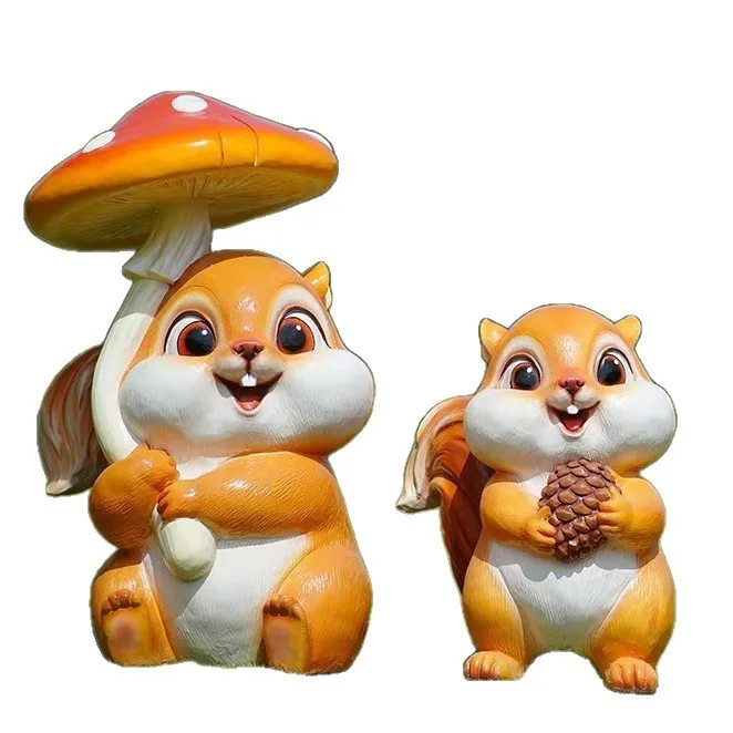 Gardening Tools Cartoon - Patung tupai kartun fiberglass untuk taman