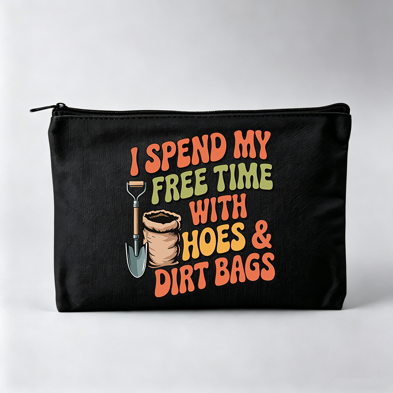Gardening Tools Cartoon - Tas Makeup Wanita dengan Cetakan Huruf